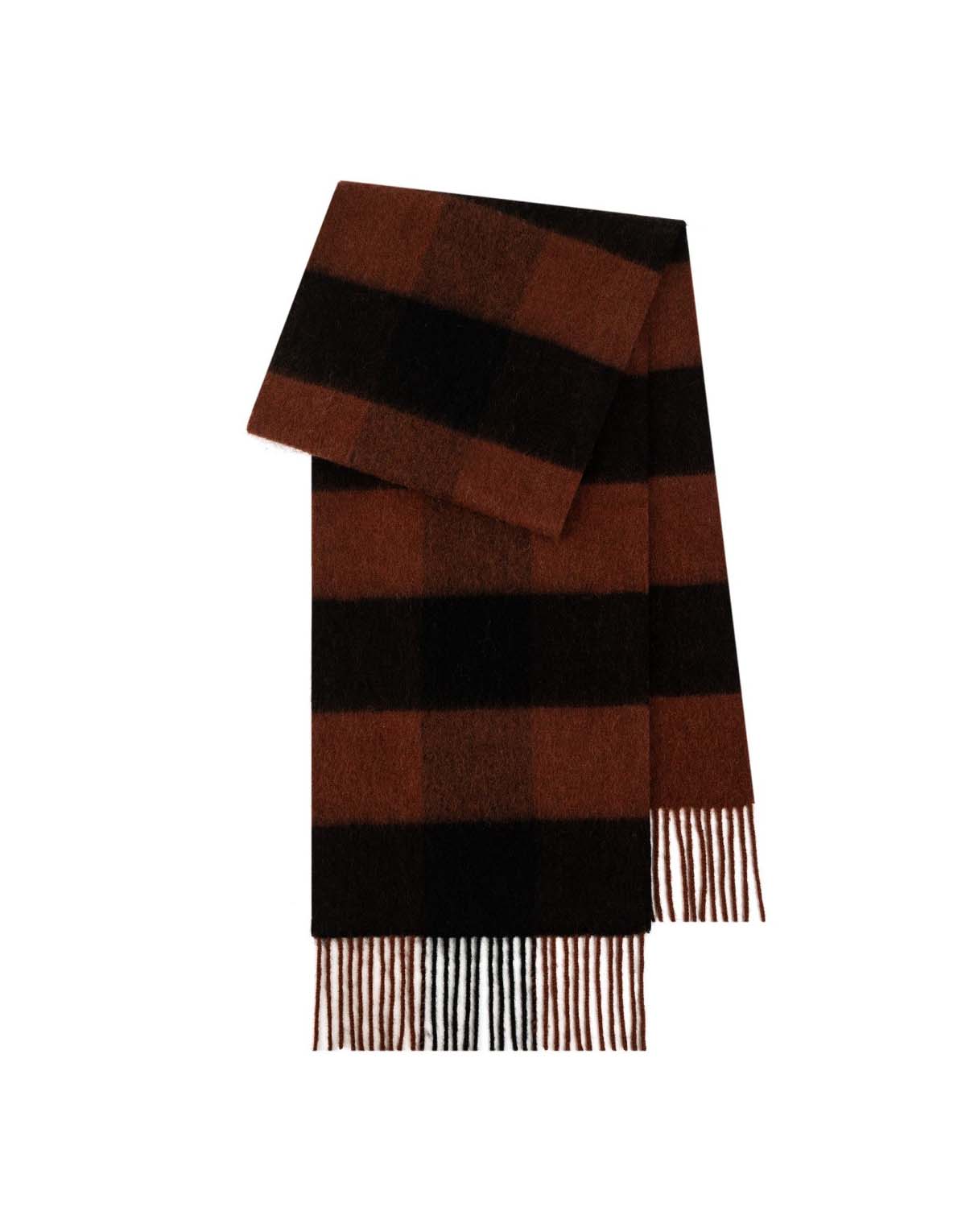 100PCT Wool Fluffy Plaid Scarf-s23